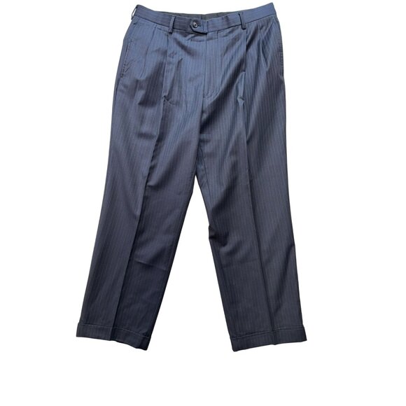 Jos. A. Bank Signature Collection Mens Pinstripe Wool Suit R41Navy Blue - Picture 11 of 16